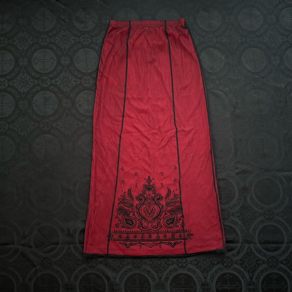 vintage goth mesh overlay maxi skirt